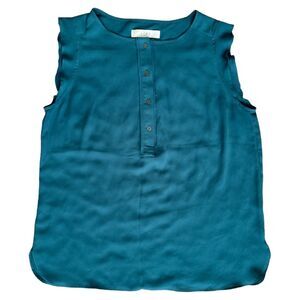 Ann Taylor Loft Green Boat Neck Sleeveless Top, M